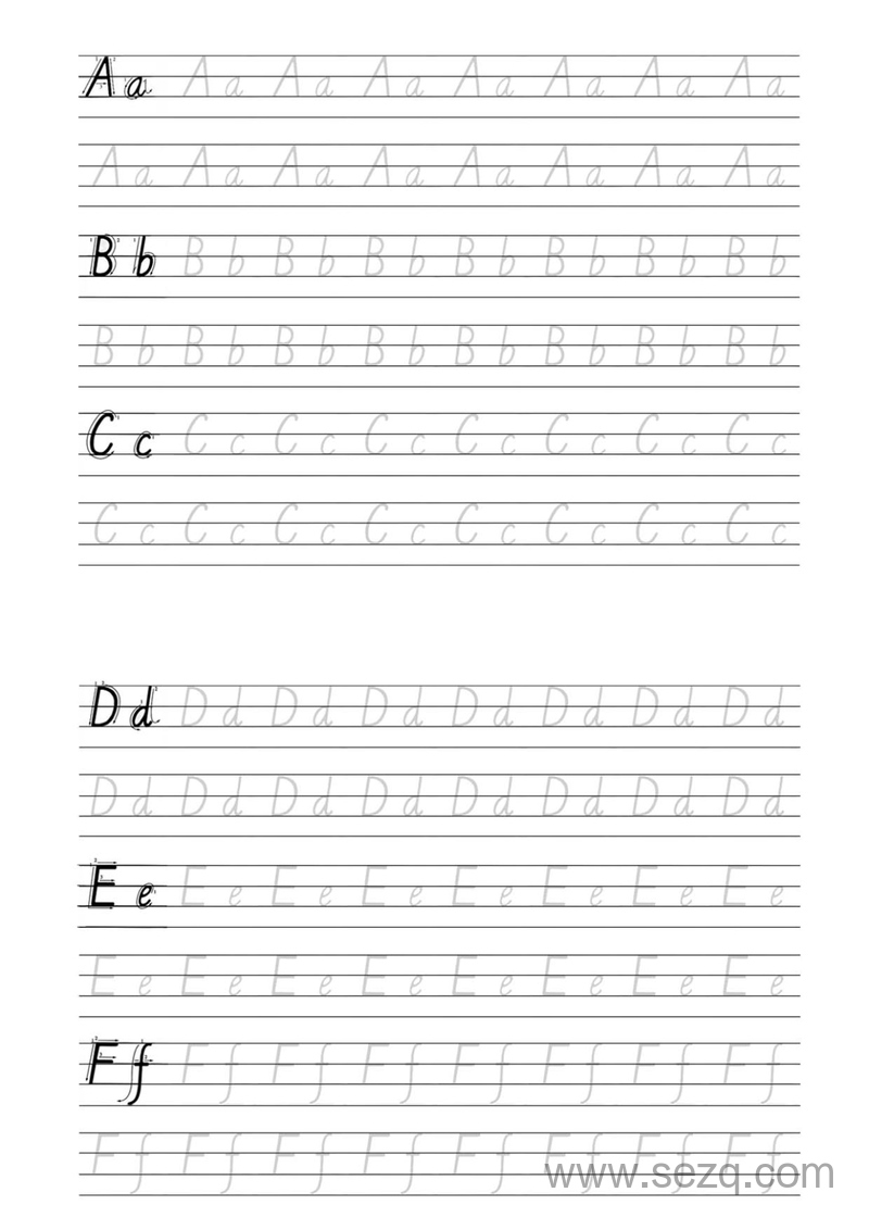 幼小衔接上册英语26个英文字母描红 - 文档资源第1张