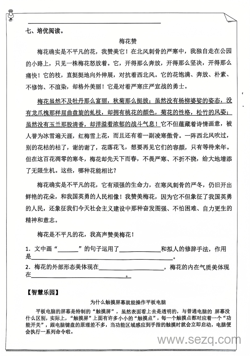 五年级上册语文寒假作业每日一练20天 - 文档资源第2张