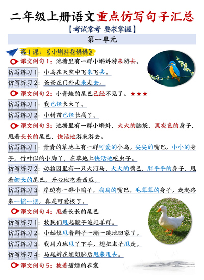 二年级上册语文仿写句子重点汇总（考试常考）（23页） - 少儿专区