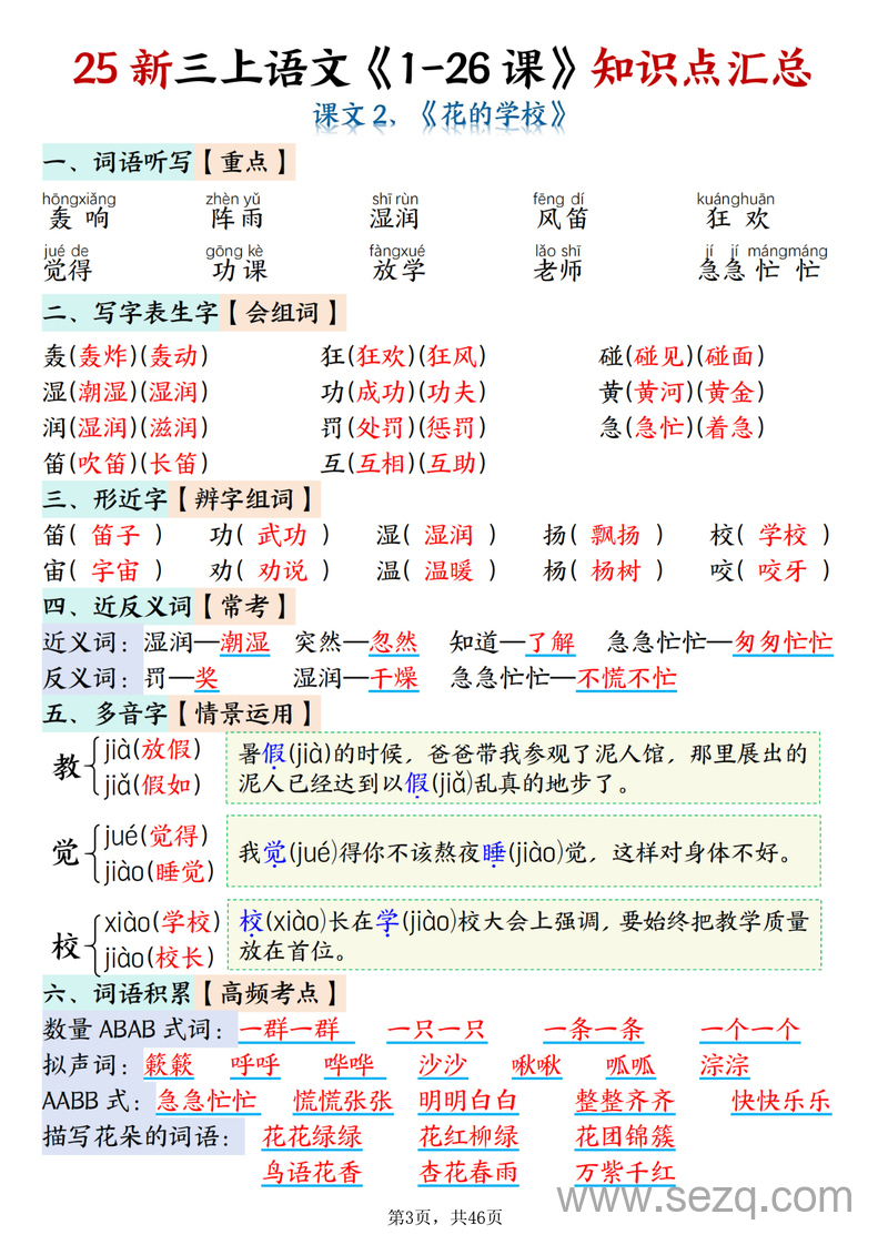 2025年三年级上册语文全册每课知识点汇总（含思维导图） - 文档资源第3张