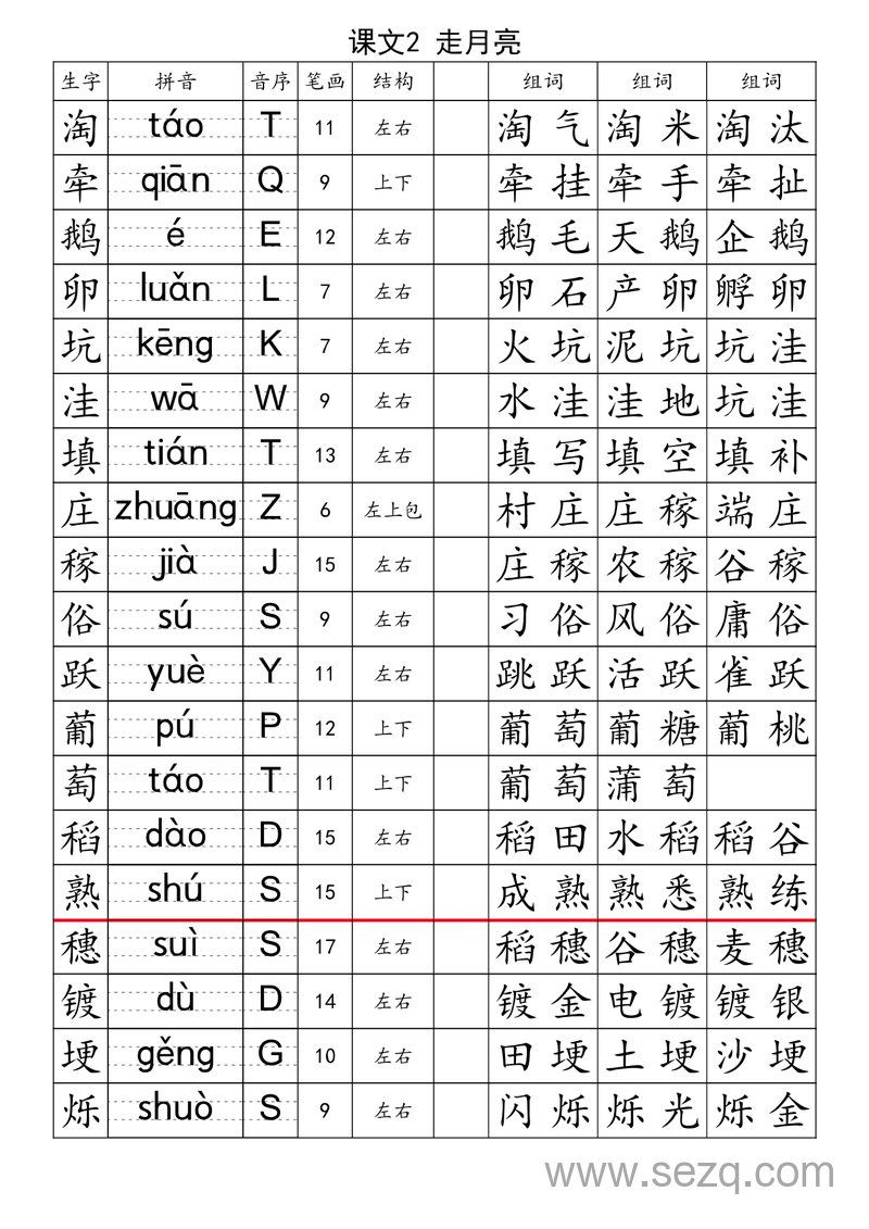 四年级上册语文生字注音组词表 - 文档资源第3张