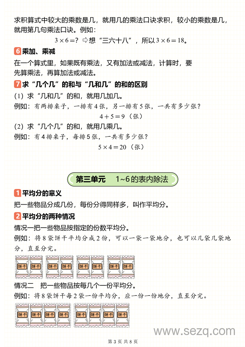 2025年新版二年级上册数学预习复习重要单元知识点汇总（人教版） - 文档资源第3张