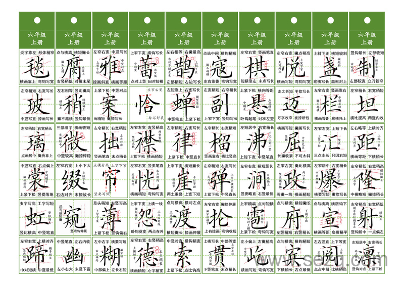 六年级上册,下册语文同步精讲字卡 - 文档资源第1张