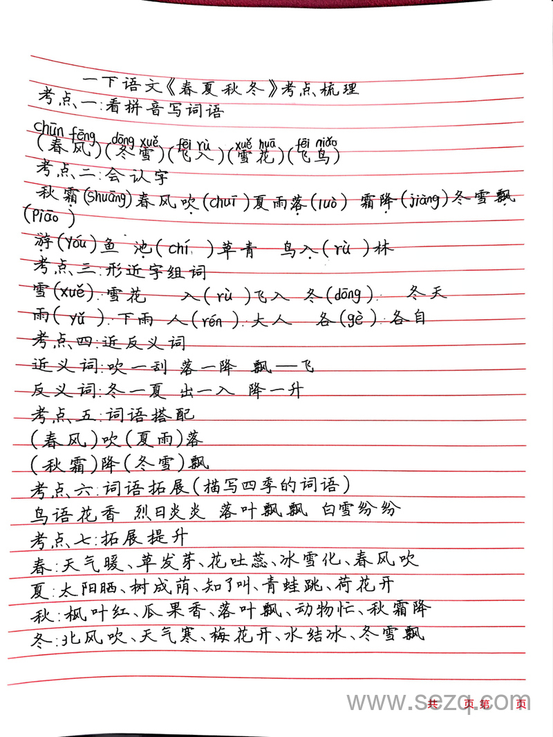 2025年春一年级下册语文全册课堂笔记（手写版新教材） - 文档资源第3张