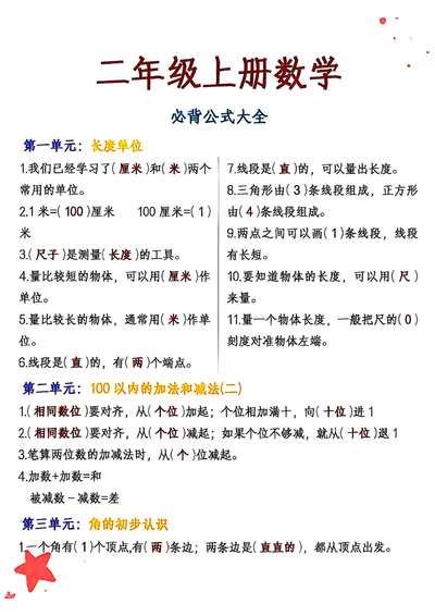 二年级上册数学必背公式（8页） - 少儿专区