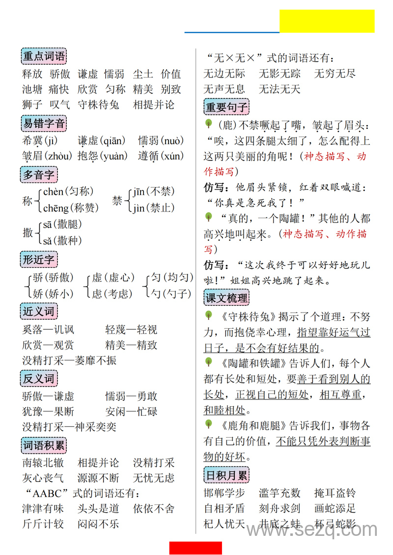 三年级下册语文1-8单元知识小结 - 文档资源第2张