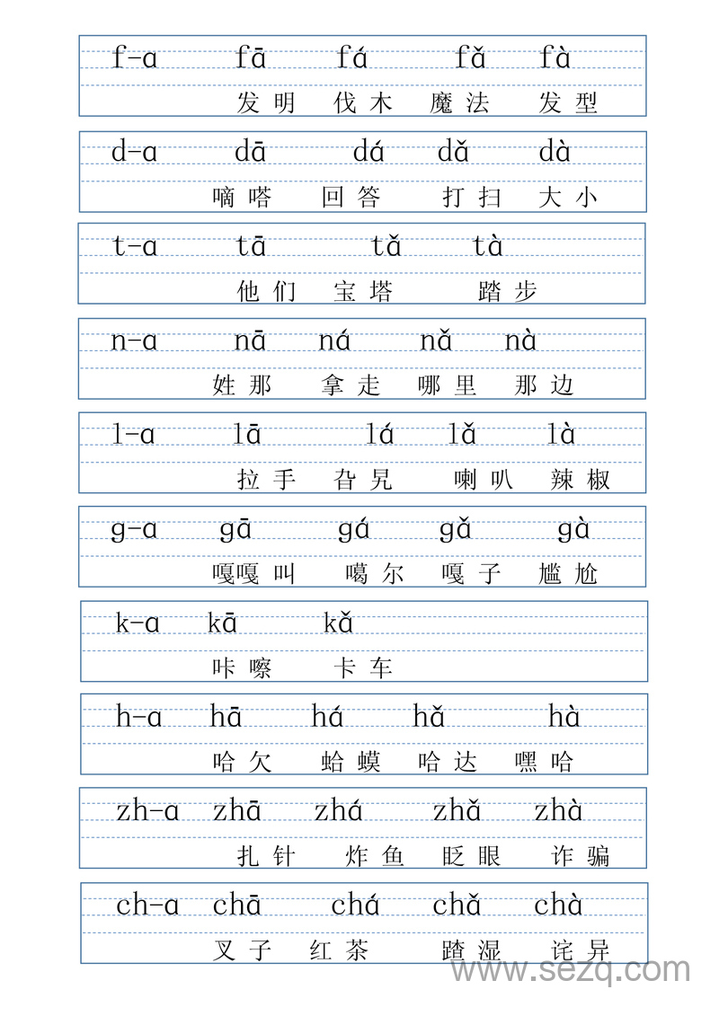 一年级上册语文拼音学习表（完整版） - 文档资源第3张