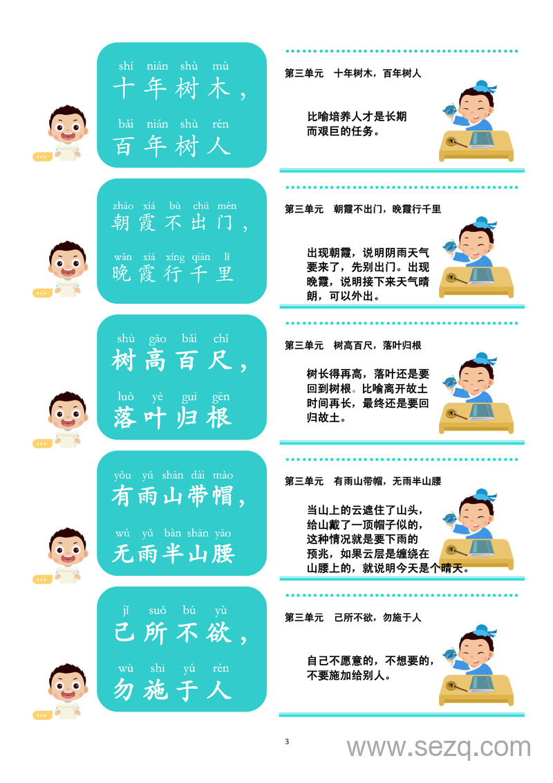 三年级,四年级,五年级,六年级语文每日晨读小古文（常爸240句48单元） - 文档资源第3张