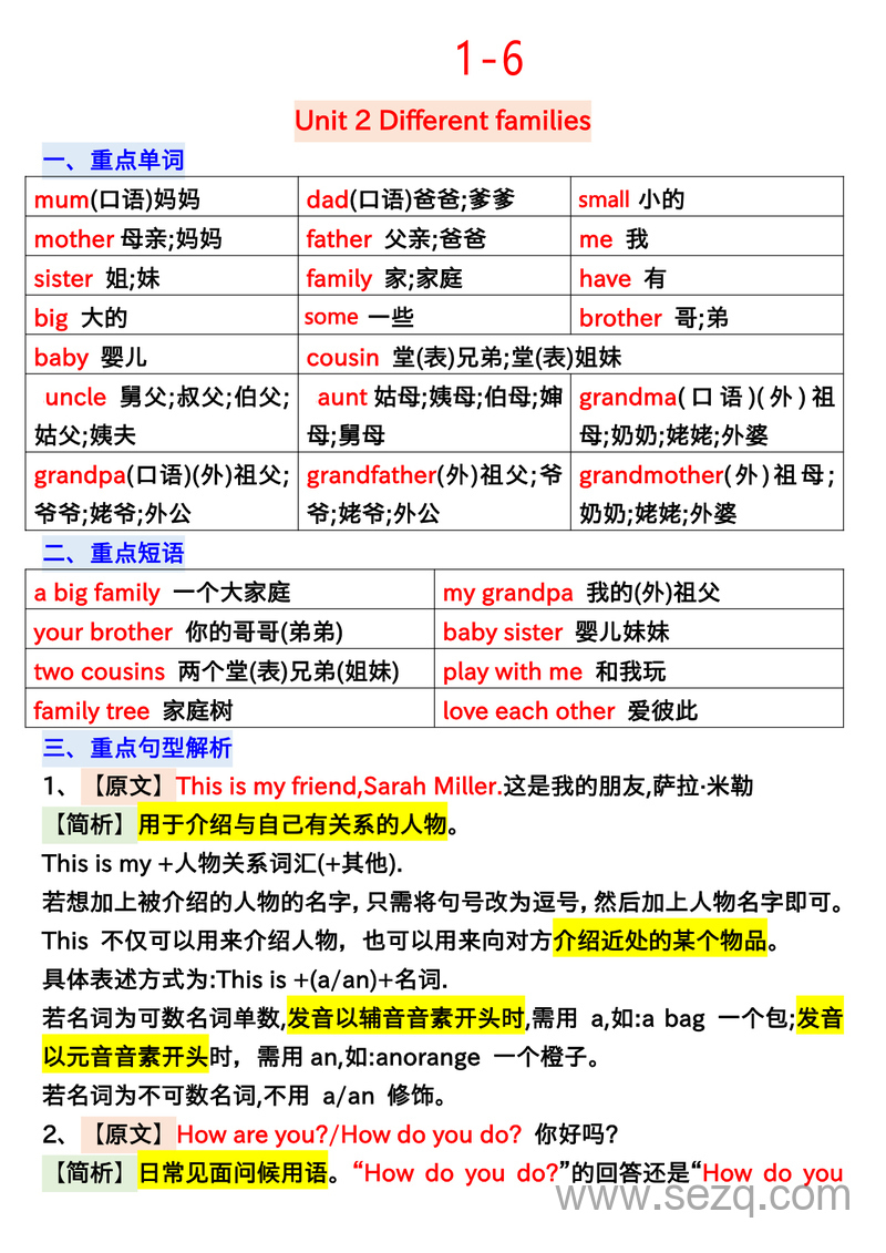 2025年新版三年级上册英语1-6单元知识点总结（人教PEP版） - 文档资源第2张