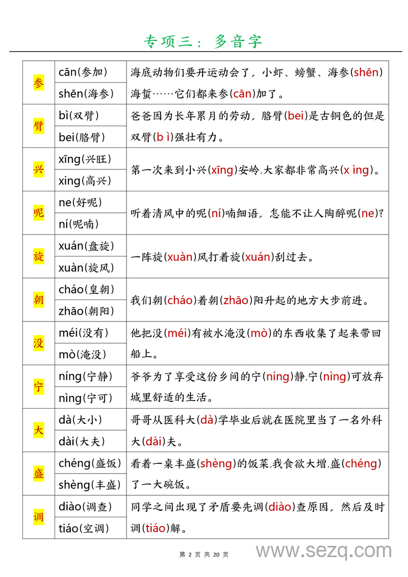 三年级上册语文暑假预习十三大专项（含答案） - 文档资源第2张
