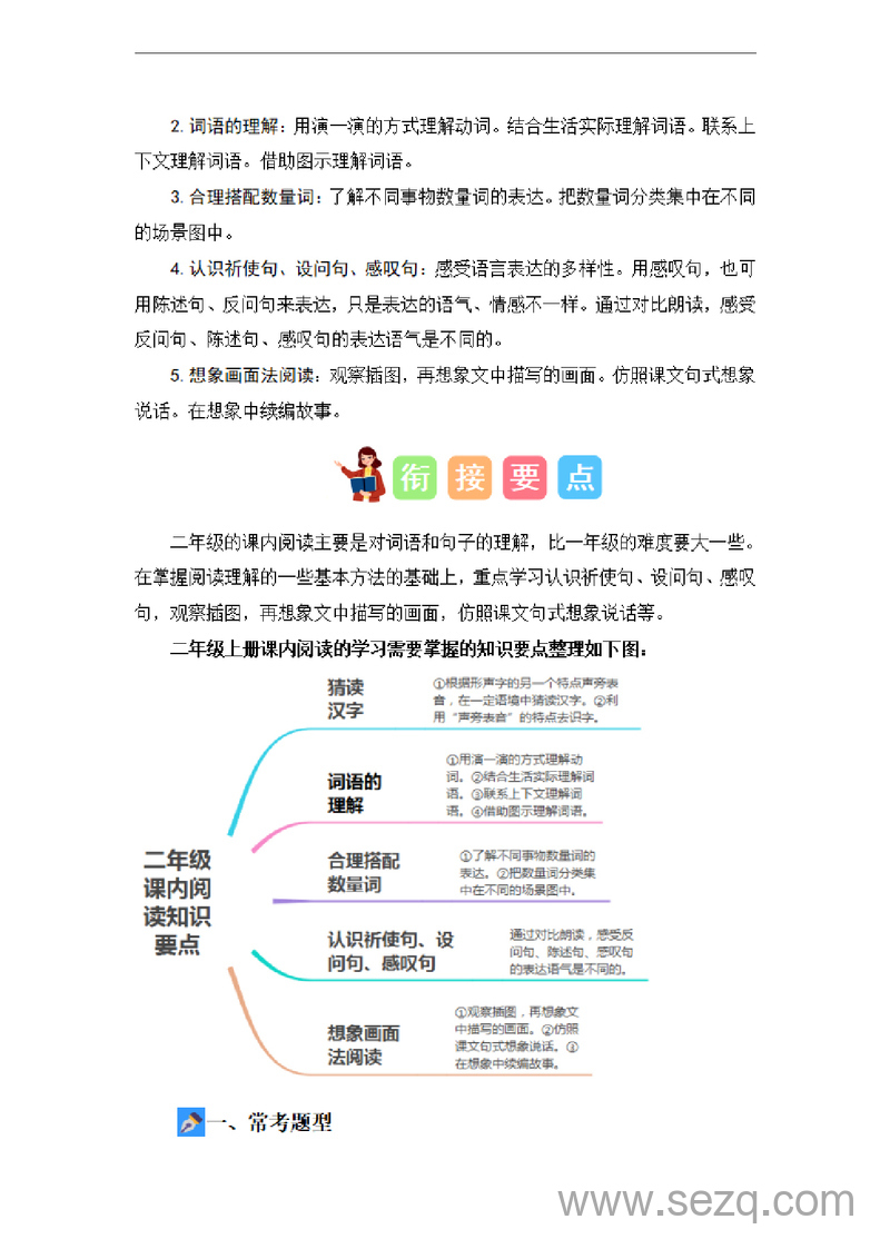 2024年一升二语文暑假衔接课内阅读专题（讲义和试题） - 文档资源第2张