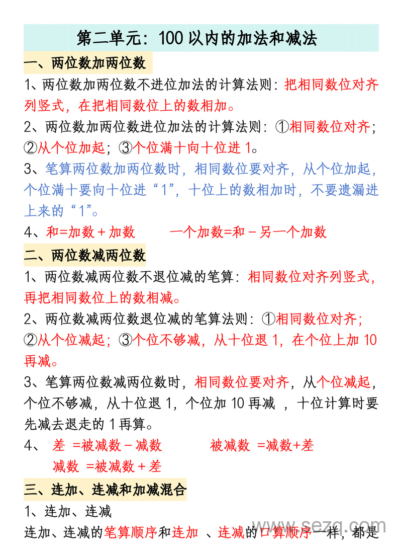 二年级上册数学全册知识点汇总（一升二暑假预习必备） - 文档资源第2张