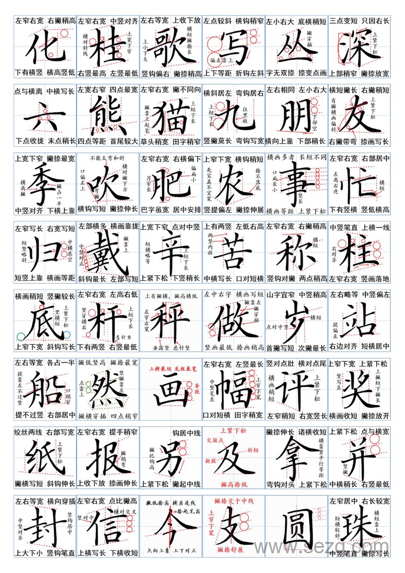 二年级上册语文生字书写规范 - 文档资源第2张