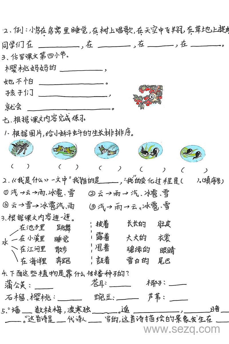 2025年秋季二年级上册语文第一单元易错题（手写版含答案） - 文档资源第3张