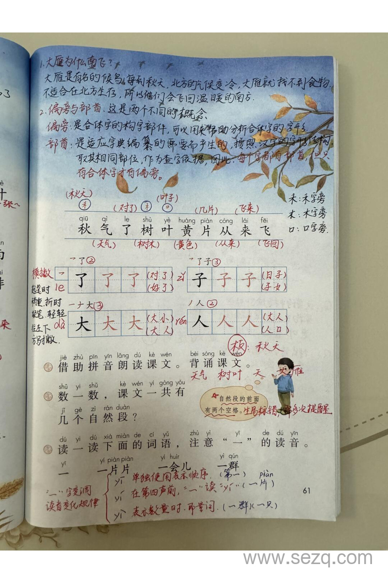 新版一年级上册语文第五单元课堂笔记 - 文档资源第2张