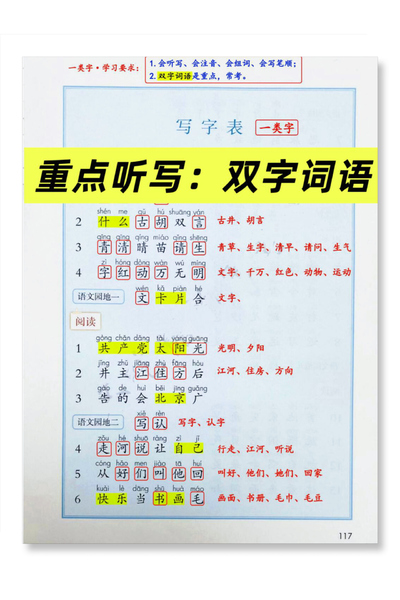 一年级下册语文期末复习重点听写双生字词语（11页） - 少儿专区