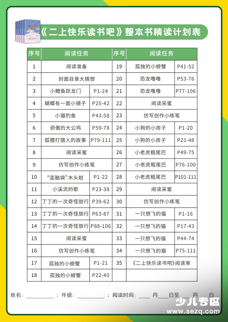 二年级上册语文快乐读书吧整本书精读阅读单及答案 - 文档资源第1张