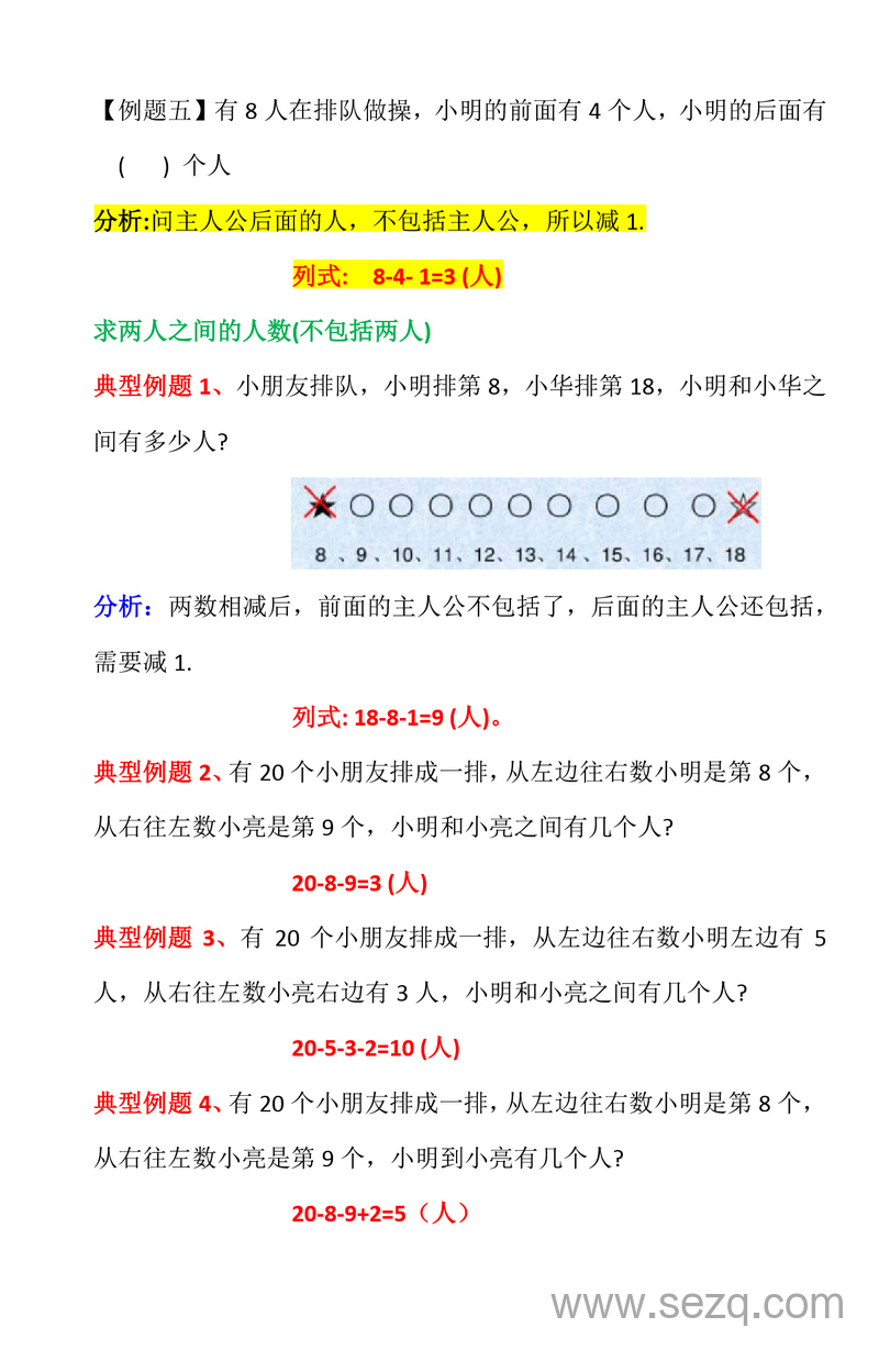 一年级上册数学排队问题解题方法及典型题型 - 文档资源第3张
