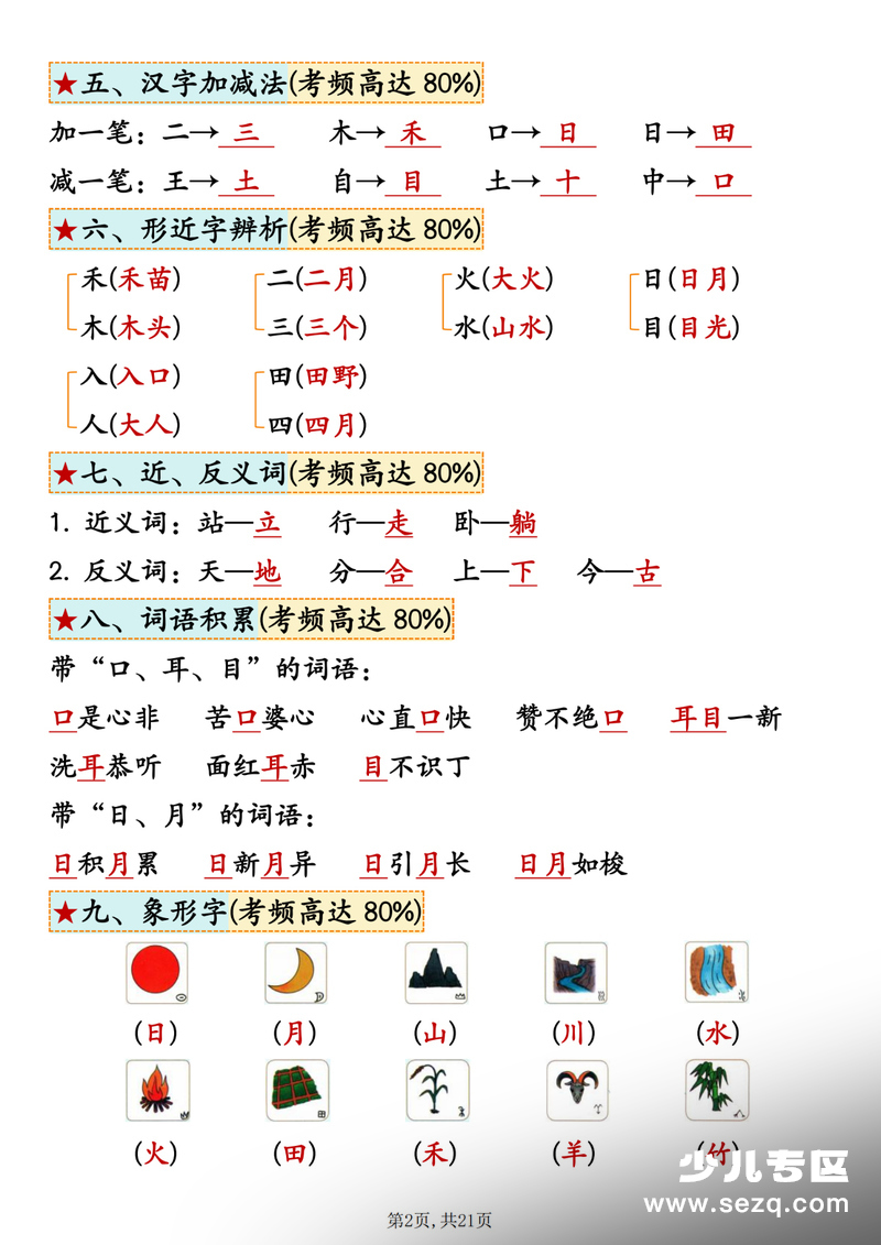 2025年一年级上册语文期末复习知识点梳理（必备考点总结） - 文档资源第2张