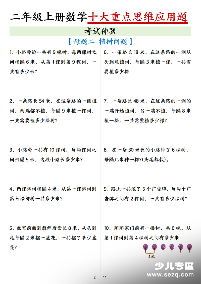 2025年二年级上册数学十大重点母题合集（含答案） - 文档资源第3张