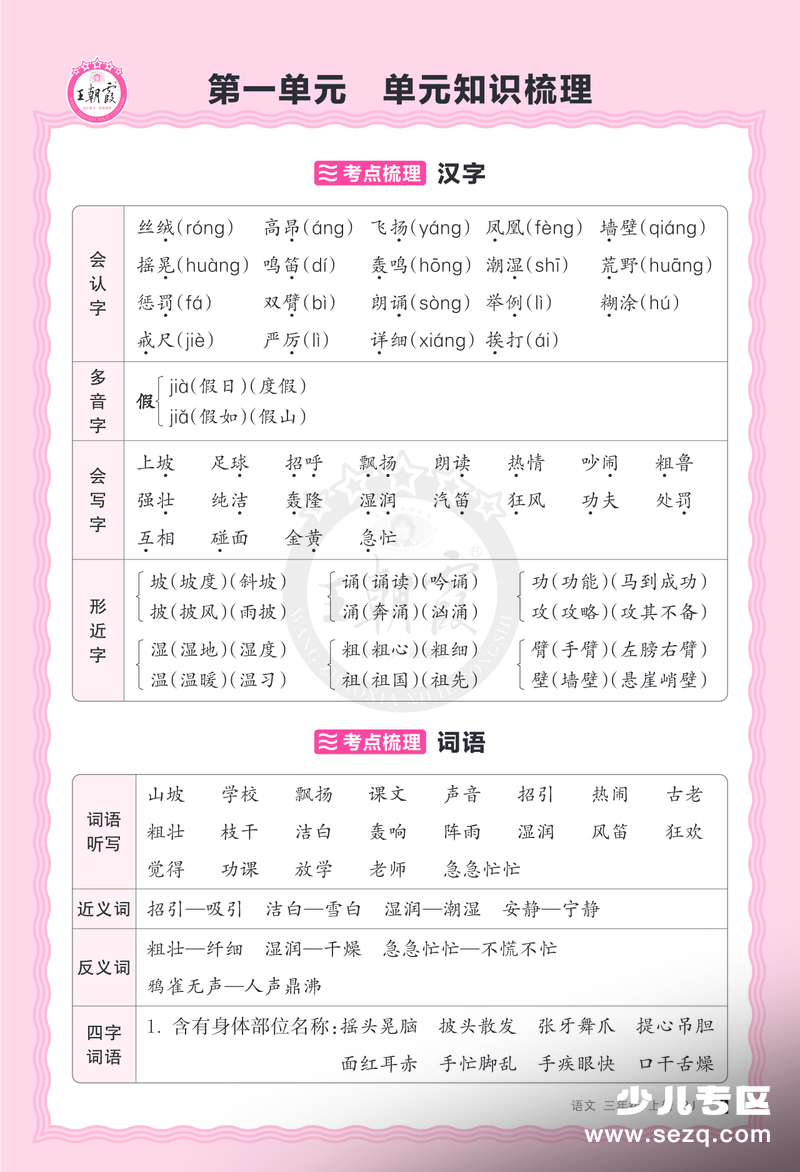 2025年三年级上册语文单元知识梳理（王朝霞） - 文档资源第1张