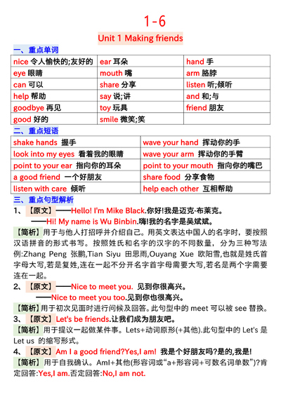 2025年新版三年级上册英语期末复习1-6单元知识点总结（7页） - 少儿专区