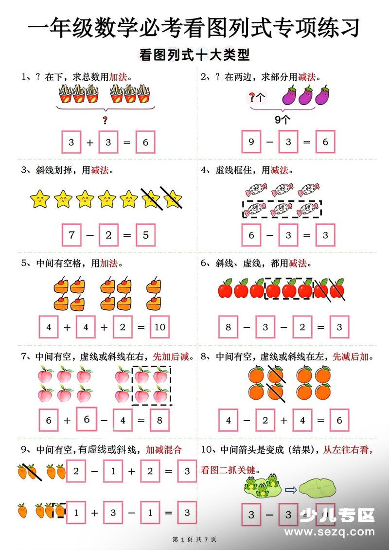 一年级上册数学看图列式必考专项练习 - 文档资源第1张