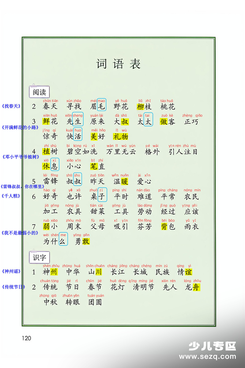 2026年新版二年级下册语文课后三表 - 文档资源第2张