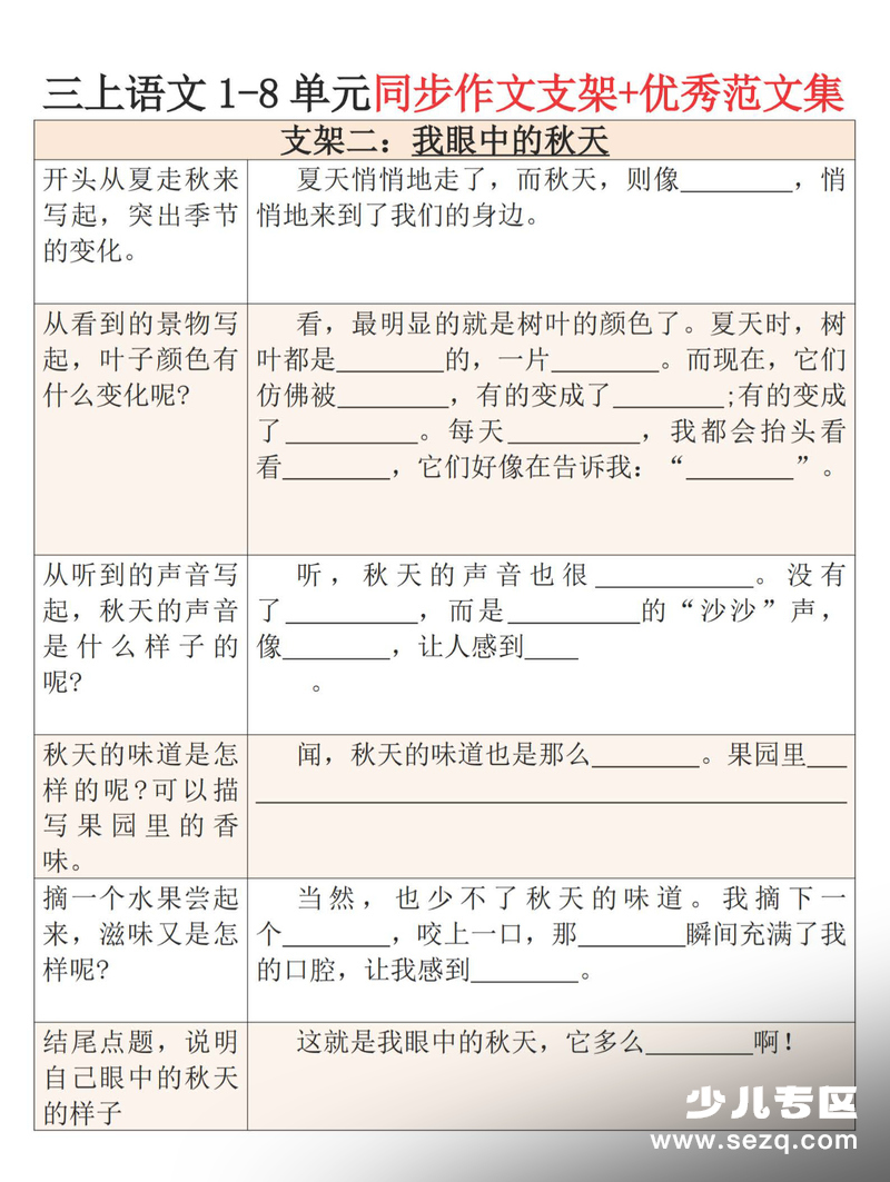 2025年三年级上册语文第五单元作文支架及优秀范文 - 文档资源第3张
