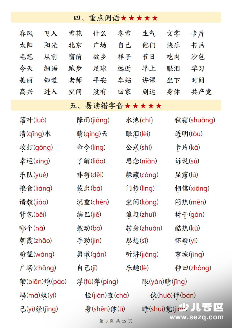 2026年一年级下册语文寒假预习知识点汇总 - 文档资源第3张