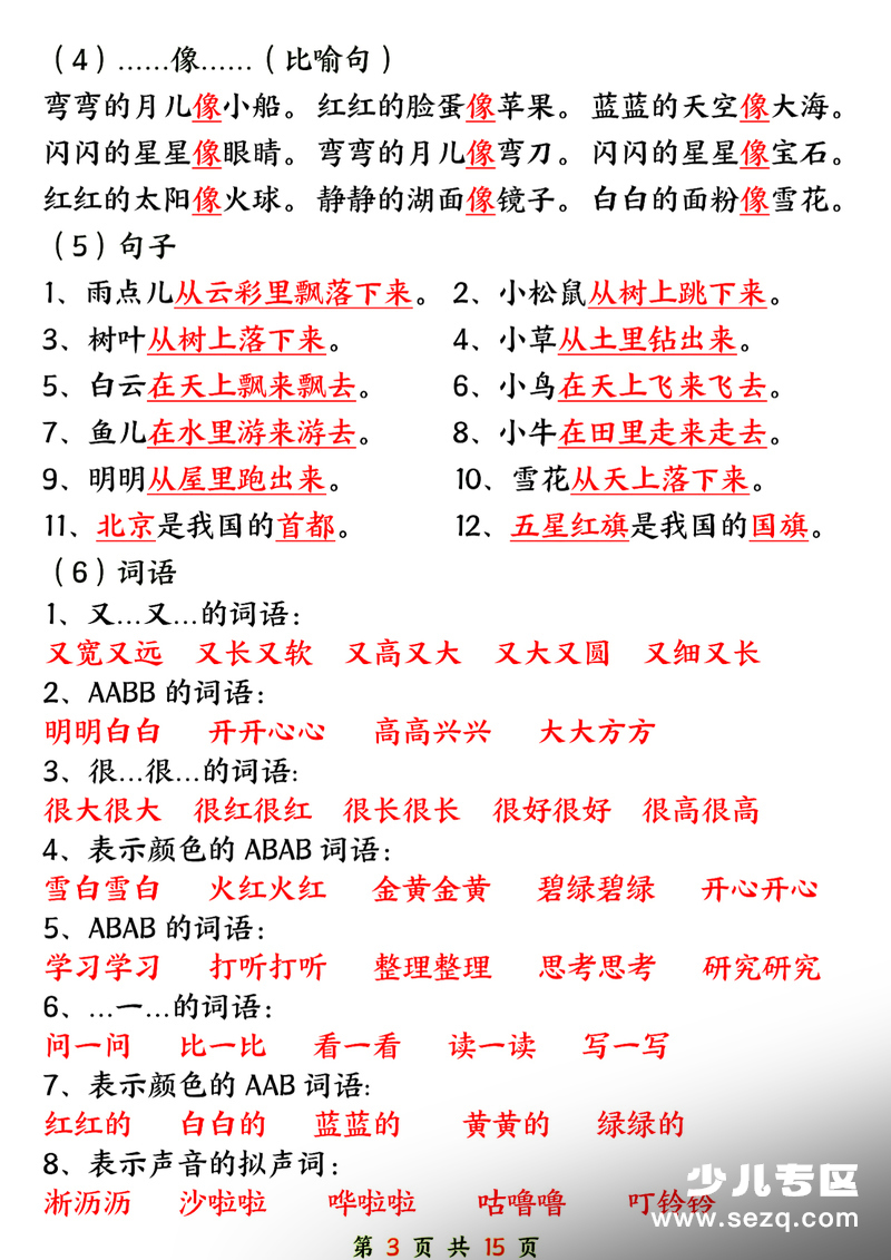 2025年一年级上册语文期末总复习六大专项知识点汇总 - 文档资源第3张