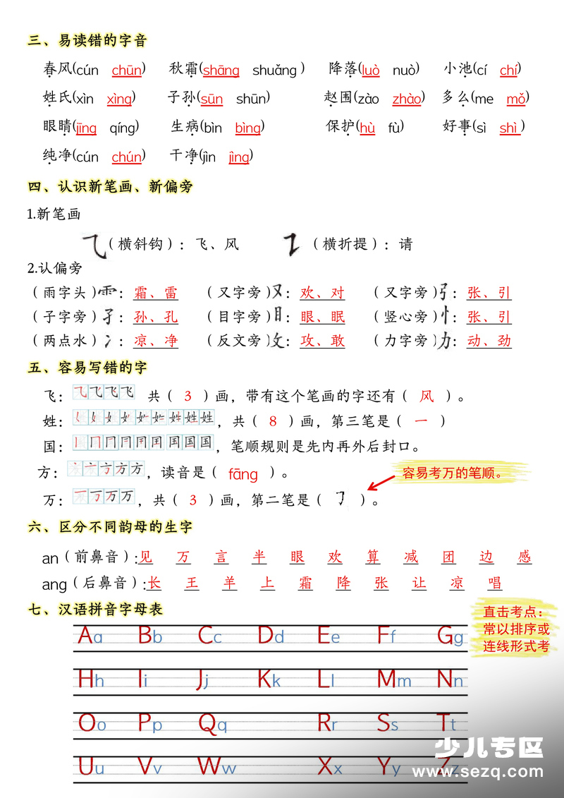 2026年一年级下册语文全册1-8单元考点知识背记重点 - 文档资源第2张