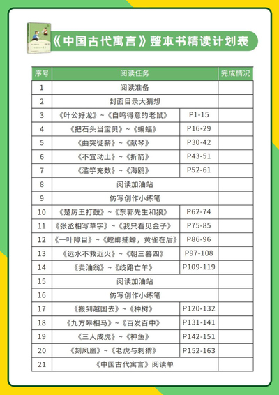 三年级下册语文中国古代寓言精读阅读单（含答案）（13页） - 少儿专区
