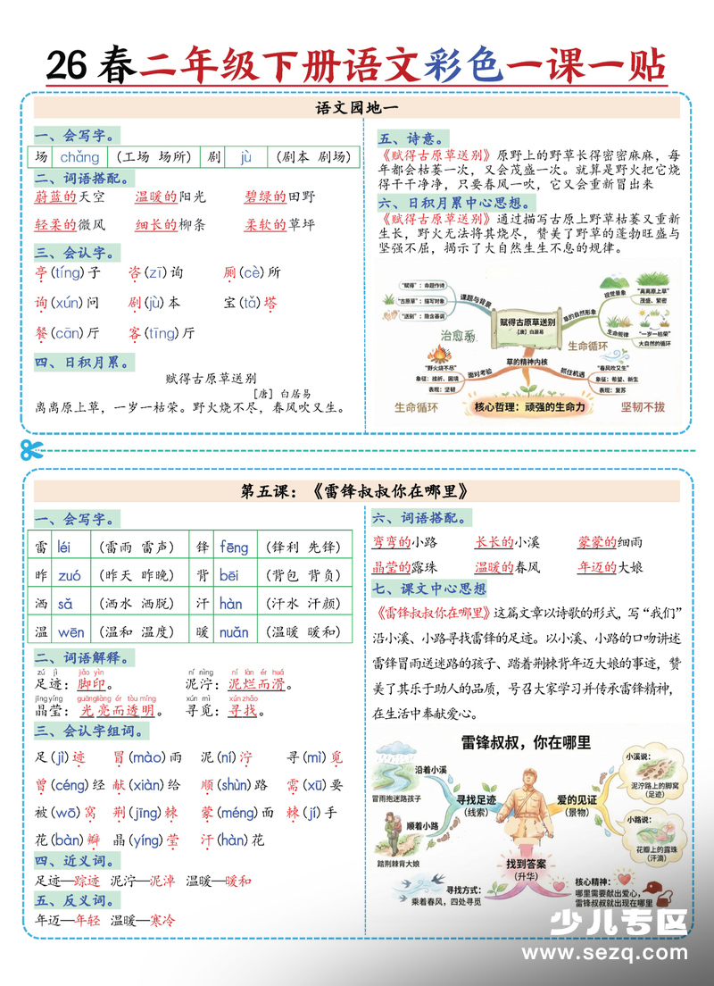 2026年春季新版二年级下册语文知识点课课贴（带思维导图） - 文档资源第2张