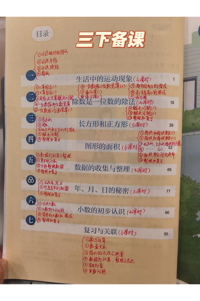 三年级下册数学全册课堂笔记（手写电子版）（104页） - 少儿专区