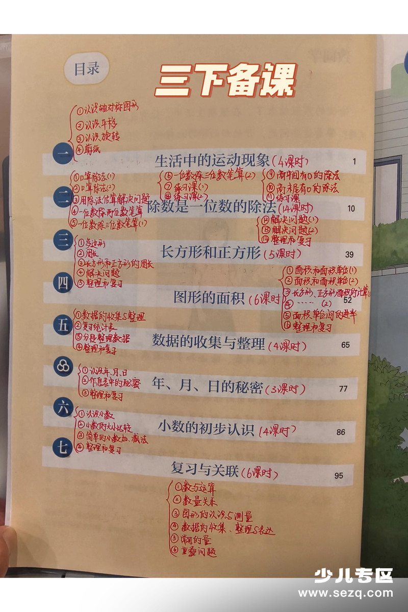 三年级下册数学全册课堂笔记（手写电子版） - 文档资源第1张