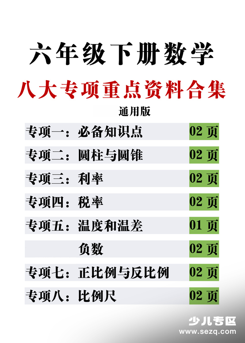 六年级下册数学全册复习专项合集（通用版） - 文档资源第1张