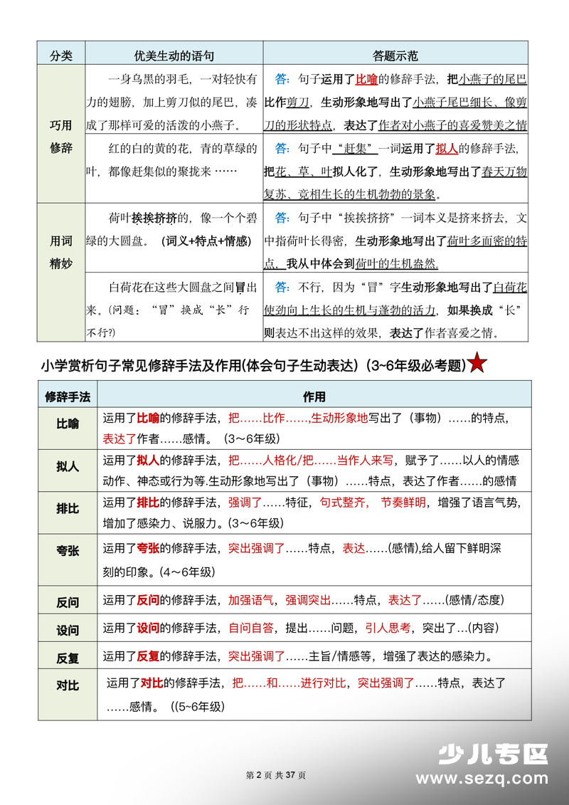 26春新版三年级下册语文阅读理解与答题模板 - 文档资源第3张