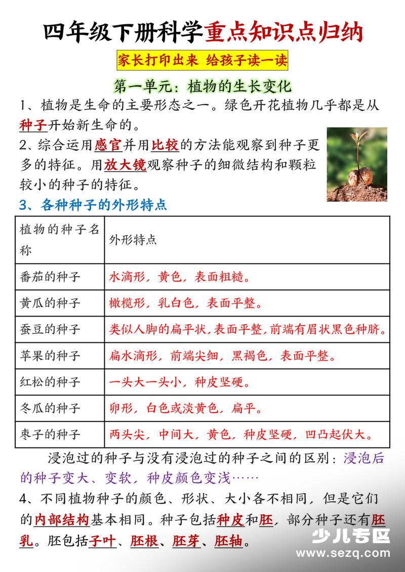 四年级下册科学期末重点知识点汇总 - 文档资源第1张