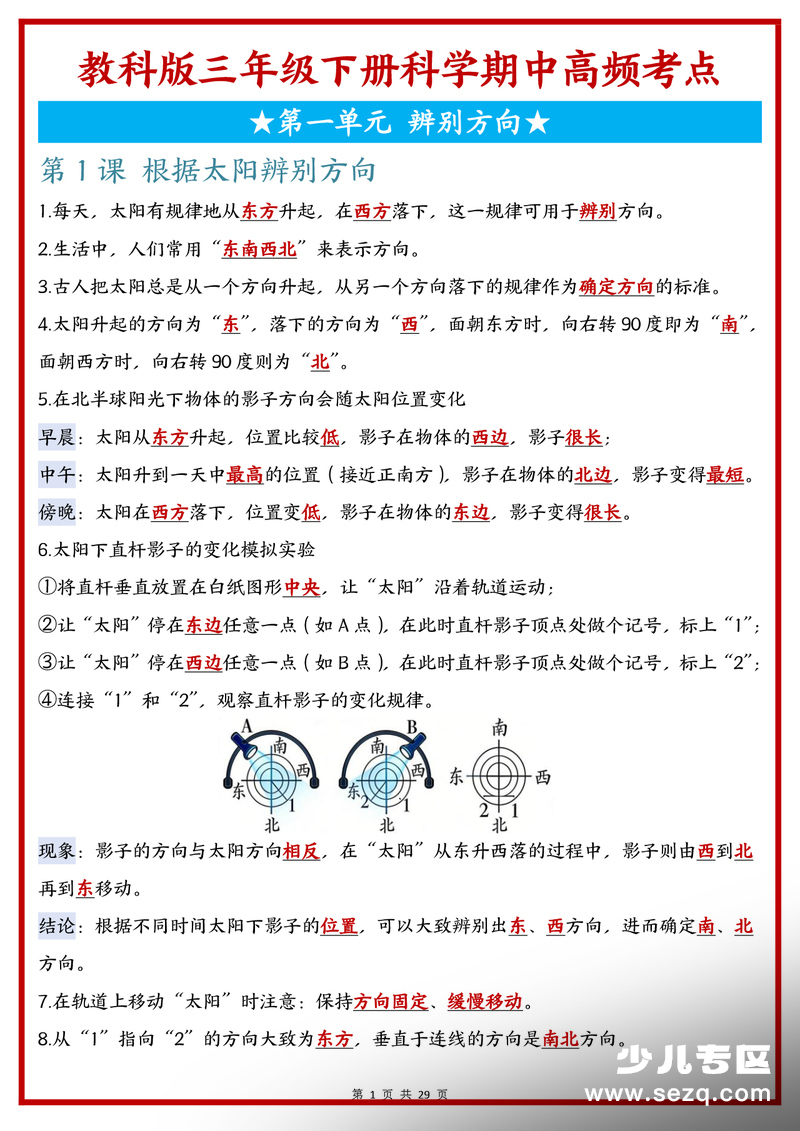 2026年春季三年级下册科学期中高频考点（教科版） - 文档资源第1张