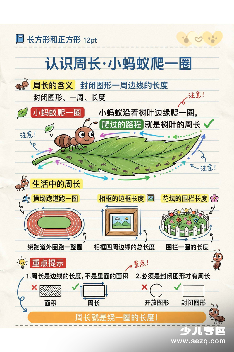 三年级下册数学长方形和正方形知识图解 - 文档资源第3张