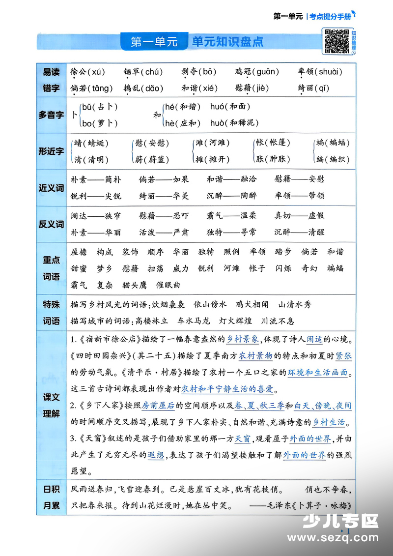 2026年四年级下册语文考点提分手册（含练习） - 文档资源第3张