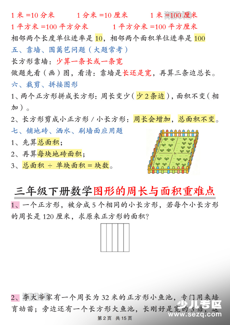 2026年三年级下册数学图形的周长与面积重难点 - 文档资源第2张