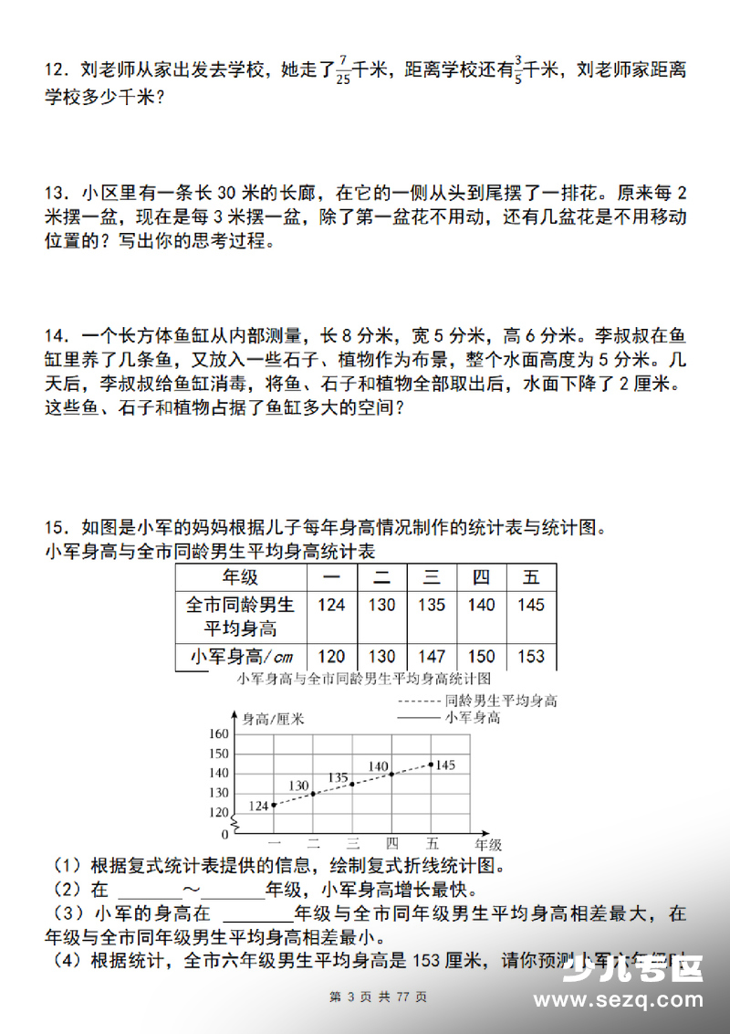五年级下册数学应用题母题120道（含答案） - 文档资源第3张