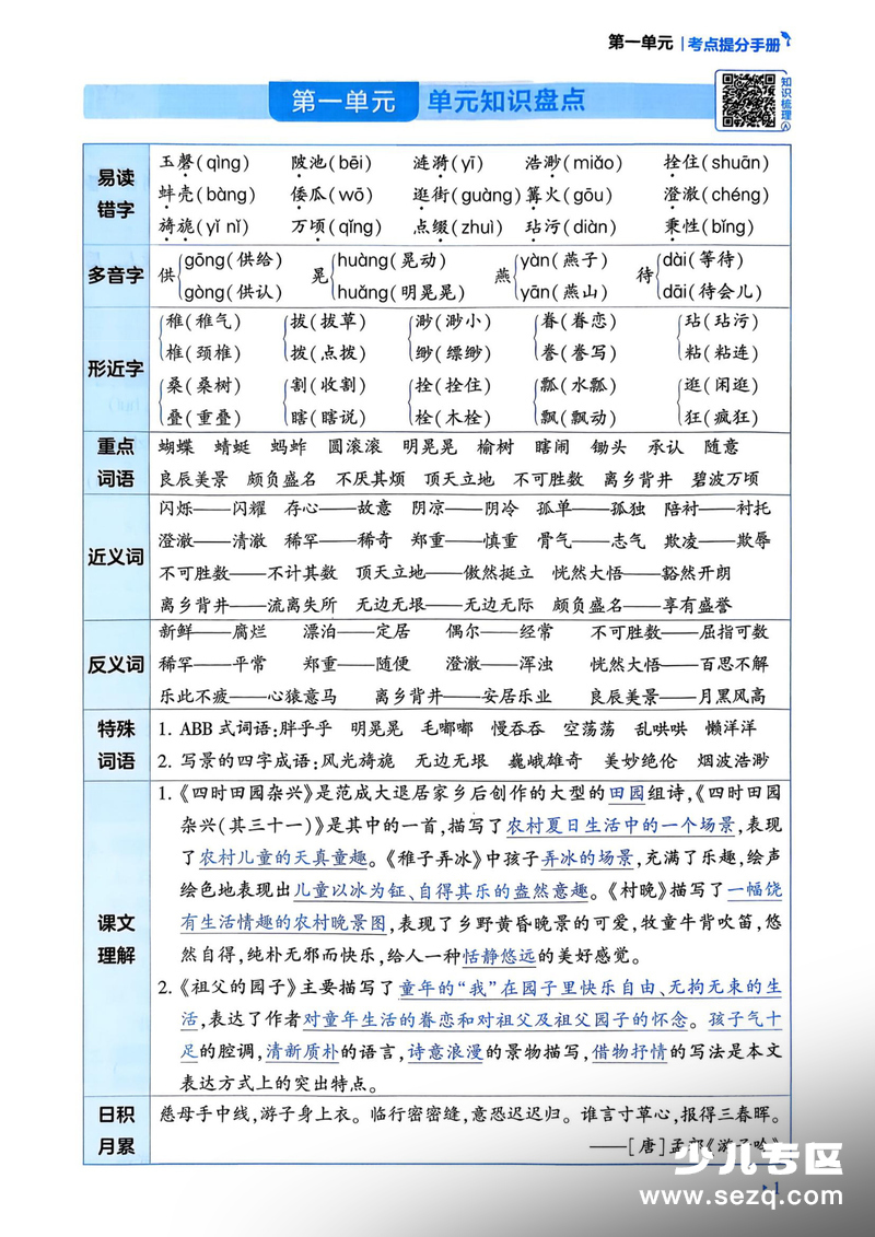 2026年五年级下册语文考点提分手册(含练习) - 文档资源第3张