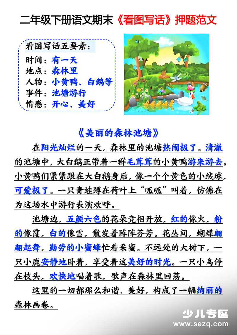2026年二年级下册语文期末看图写话押题范文 - 文档资源第2张