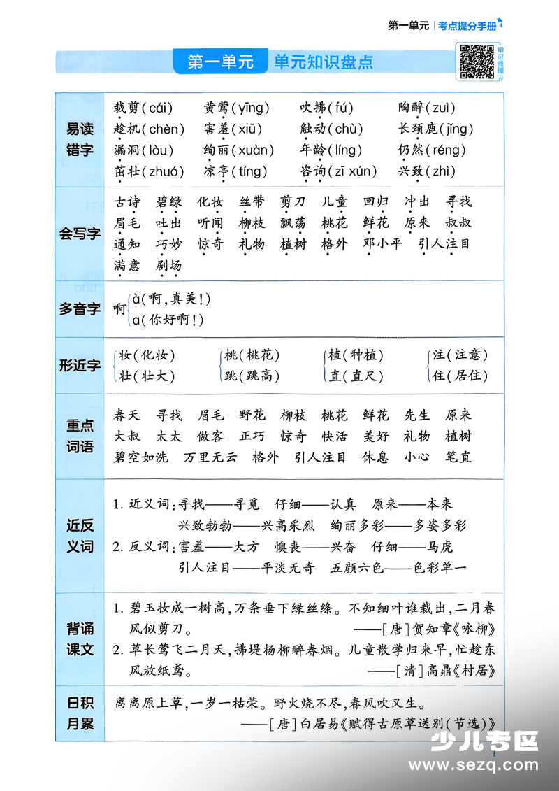 2026年二年级下册语文考点提分手册（知识点总结含练习） - 文档资源第3张