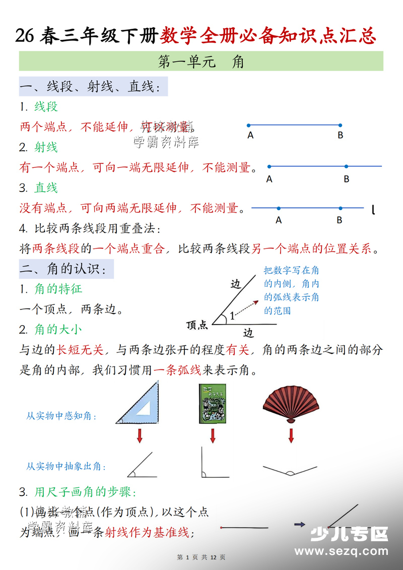 三年级下册数学全册必备知识点汇总（苏教版） - 文档资源第1张