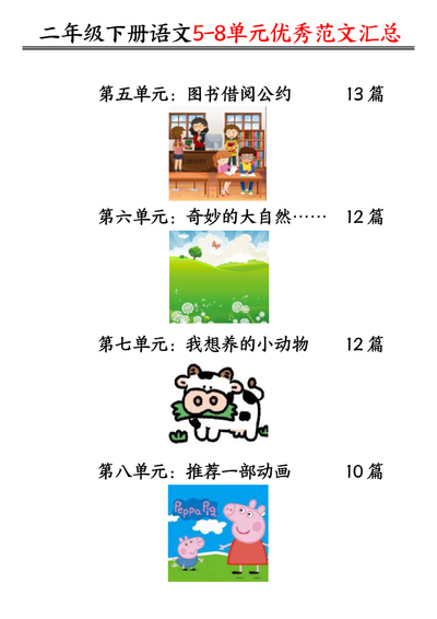 2026年二年级下册语文5-8单元看图写话优秀范文汇总（48页） - 少儿专区