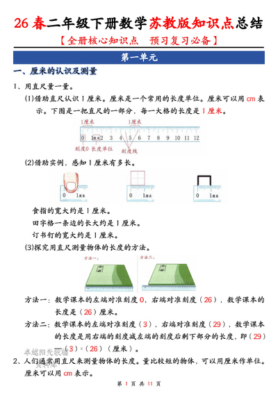 2026年新版二年级下册数学全册核心知识点总结（预习复习必备）（11页） - 少儿专区
